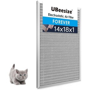 UBeesize 14x18x1 Reusable Electrostatic Air Filter HVAC AC Furnace Filter,MERV 8,Washable, Lasts a Lifetime,Permanent Air Filter, Home And Office - 1 of 1