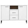 vidaXL Sideboard with Metal Legs White 44.5 in.x15.7 in.x30.3 in. Solid Wood OSLO - 4 of 4