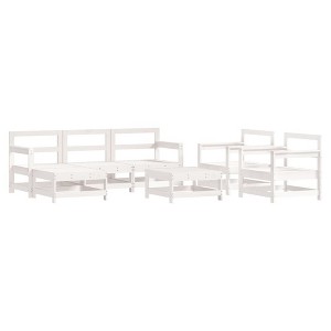 vidaXL Garden Lounge Set Solid Pine Wood Modular - White - 1 of 4