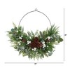 Nearly Natural 28” Christmas Pine, Eucalyptus, and Berries Metal Circlet Artificial Wreath - 2 of 4