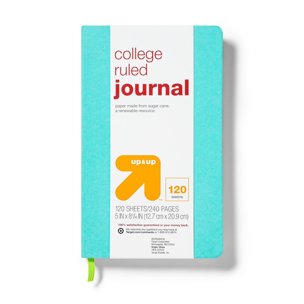 Photos - Notebook College Ruled Journal Turquoise Blue - up & up™
