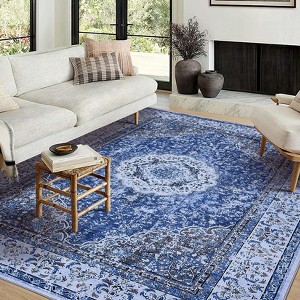COZONY Boho Floral Area Rug, Washable Low Pile Carpet with Non-Slip Backing for Living Room Bedroom Dining Room - 1 of 4