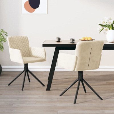 vidaXL Swivel Dining Chairs, 2 Pcs, Cream Velvet