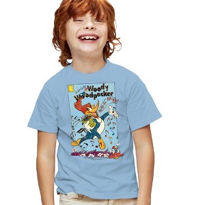 Woody Woodpecker Vintage Woody Kids T Shirt For Youth, Light Blue - 1 of 4