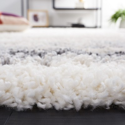 Ivory and Gray Rectangular Shag Area Rug