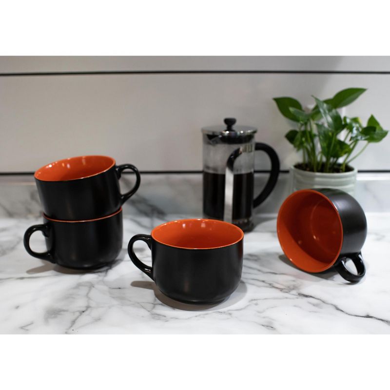 Elanze Designs Large Color Pop 24 ounce Ceramic Jumbo Soup Mugs Set of 4, Orange, 5 of 6