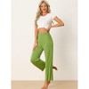 INSPIRE CHIC Women's Cotton Stretchy Elastic Waist Straight Wide-Leg Pajama Pants with Pockets - 2 of 4