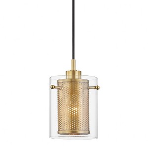 Mitzi Elanor 1 - Light Pendant in  Aged Brass Clear Glass Shade  Shade - 1 of 3