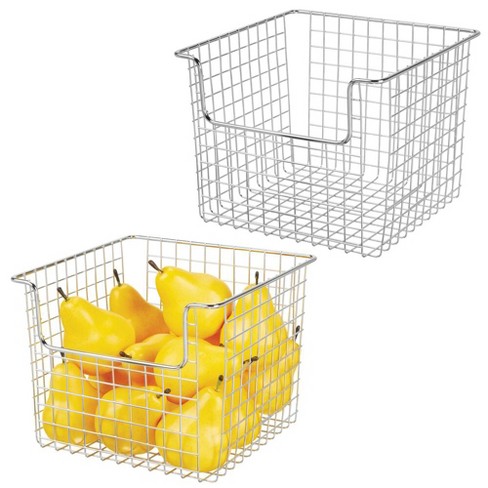 Metal Wire Kitchen Pantry Food Storage Basket - 10 x 10 x 7.75, Set of  2, by mDesign