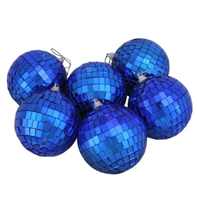 Northlight 6ct Mirrored Glass Disco Ball Christmas Ornament Set 3.25" - Blue