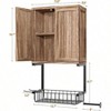 Wall Cabinet with 2 Door and Adjustable Shelves, Farmhouse Style Over Toilet Bathroom Laundry Room Storage in Rustic Brown - 3 of 4