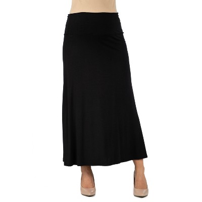 24seven Comfort Apparel Women's Maternity Elastic Waist Maxi Skirt : Target