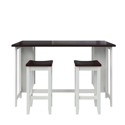 DHP Jorden 3-Piece Counter Height Drop-Leaf Dining Set, Walnut/White