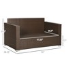 Outdoor Wicker Loveseat, Patio Furniture Couch with Cushions, 2 Seats PE Rattan Sofa, 2 Throw Pillows - 3 of 4