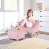 Infans Kids Sofa Chair w/ Ottoman Toddler Single Sofa Velvet Upholstered Couch Pink - 3 of 4