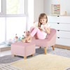 Infans Kids Sofa Chair w/ Ottoman Toddler Single Sofa Velvet Upholstered Couch Pink - image 3 of 4