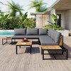 Chic Crate-4-Piece Iron wood Patio Set – Waterproof Cushions & Loveseats | Multi-Use | Gray - 3 of 4