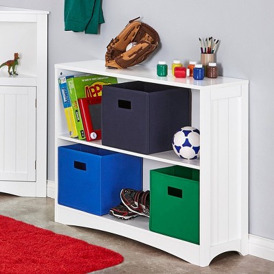 White Wood Kids 3-Tier Cube Bookshelf Set