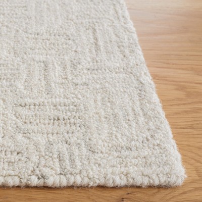 Ivory and Light Grey Hand-Tufted Wool Area Rug, 4' x 6'