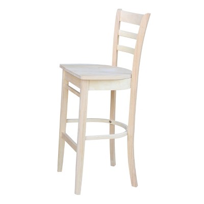 Emily Traditional Rubberwood Slat-Back Bar Stool in Brown
