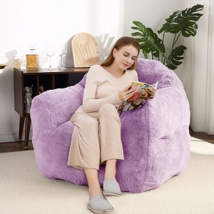 Adults Giant Bean Bag Chair Faux Fur Beanbag Lounge Family Movie Night Chair Lazy Beanbag Couch for Living Room Balcony, Purple - 1 of 4