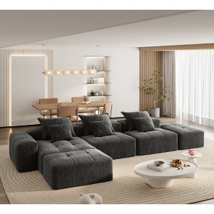 Oversized 170.08" Sparkling Chenille Tufted Modular Sectional Sofa with 6 Pillows, No Assembly and 6 PCS DIY Combination - 1 of 4