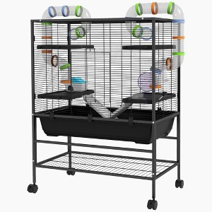 Skyzone Syrian Hamster & Gerbil Habitat: Colorful Tubes, Exercise Wheel, Ramps, Platforms with Food - 1 of 4