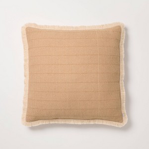 24"x24" Textured Woven Square Toss Pillow Natural - Hearth & Hand™ with Magnolia - 1 of 4