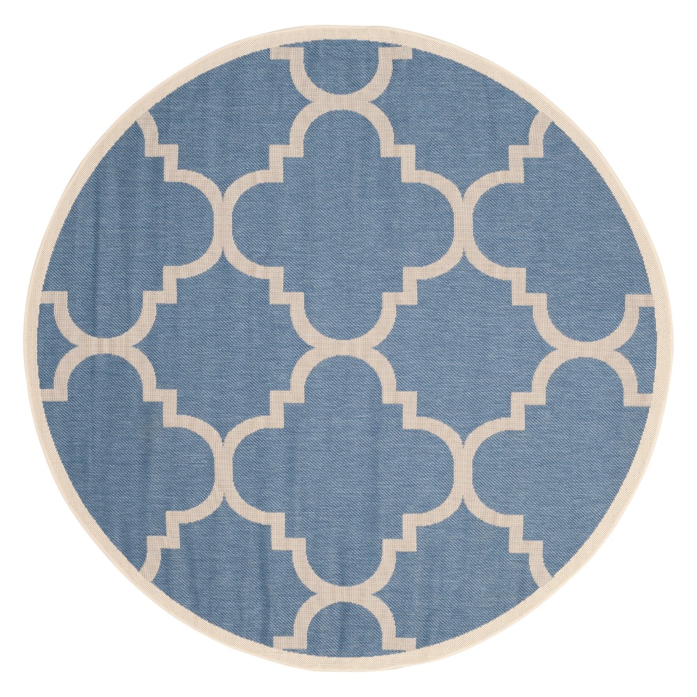 6'7in Richmond Round Outdoor Rug Blue/Beige - Safavieh