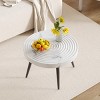 INFURNIC Coffee Tables Modern Farmhouse Round Coffee Table Natural Finish MDF Top with Metal Stand for Living Room, White, 23.6"*23.6"*14.5" - 3 of 4