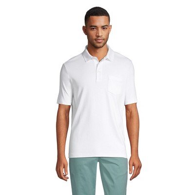 Lands' End Men's Short Sleeve Super Soft Supima Polo Shirt With Pocket ...