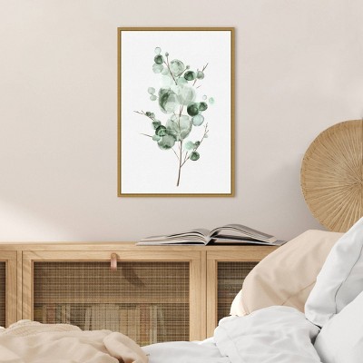 Modern Gold Framed Botanical Eucalyptus Canvas Print