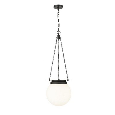 Calhoun Matte Black Steel and Glass Globe Pendant Light