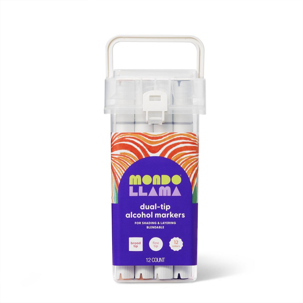 Photos - Felt Tip Pen 12ct Alcohol Markers Broad & Fine Dual-Tip - Mondo Llama™