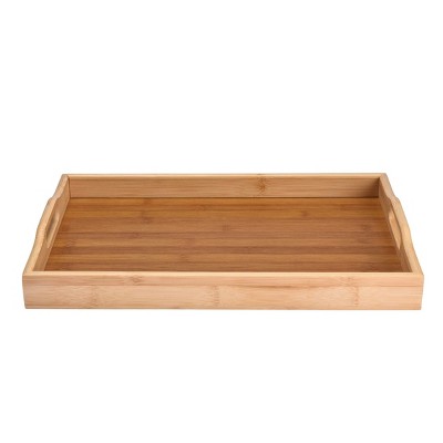 Natural Bamboo Serving Trays with Handles, Set of 3