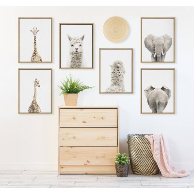 Set of 2 Natural Alpaca Canvas Art Prints in Wooden Frames