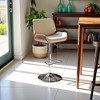 FurniFact,Adjustable Cream Swivel Bar Stool with Walnut Veneer and Chrome Base - 3 of 4