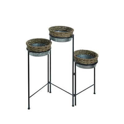 Transpac Metal 33 in. Multicolor Spring 3-Tier Plant Stand