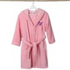 Personalized Linum Kids 100% Polyester SUPER PLUSH Double Brushed Hooded Bathrobe in Purple Script Font - 2 of 3