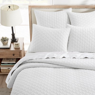 Rowan White King Reversible Microfiber Quilt Set
