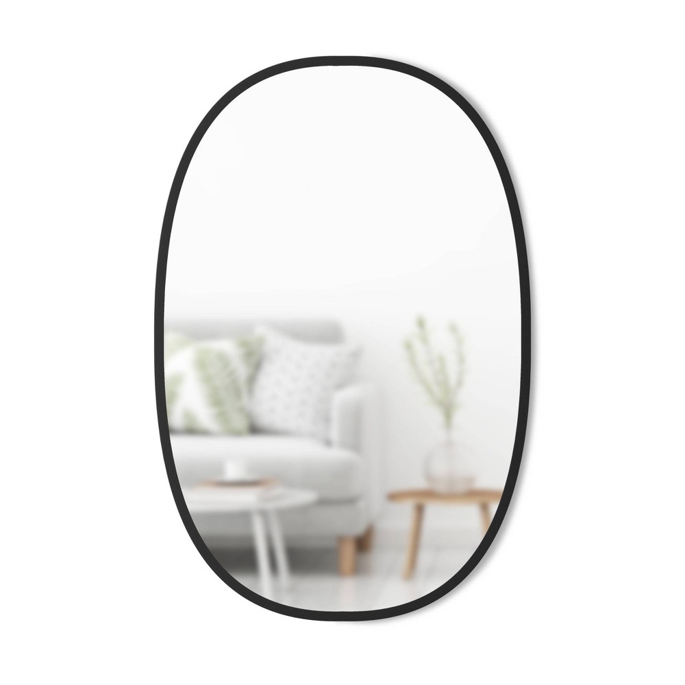 Photos - Wall Mirror Umbra 24"x 36" Hub  Oval Black - : Modern Style, No Assembly, Wall Mounted, Plastic Frame 