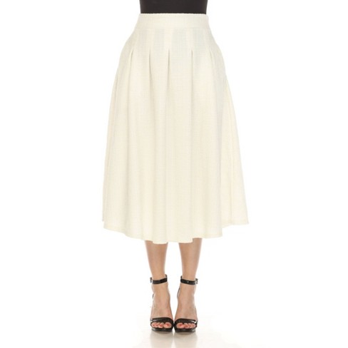 Women s Flared Tweed Skirt White Xlarge White Mark