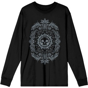 Skull, Bones, Death, Symbol Men's Black Long Sleeve Graphic Tee- - 1 of 2