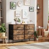 Wide Dresser with 6 Drawers, Fabric TV Stand for 50 Inch TV, Metal Frame, Wooden Top, Fabric Storage Dresser for Bedroom, Hallway, Entryway, - 2 of 4