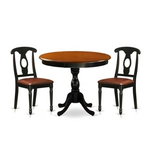 3-Piece Black and Cherry Finish Solid Wood Top - Dining Room Set - Seats-4 - 1 of 4