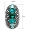 Slickblue Women’s Stainless Steel Statement Ring, Blue Green Synthetic Crystal with Clear Side Stones, IP Gun, Size 5-10 - 2 of 4