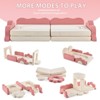 Angel Sar 12-Piece Modular Kids Sofa Set, All-Sponge Construction with Pink & White Colorblock Corduroy, Free-Combination Play Furniture - 4 of 4