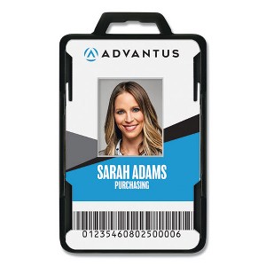 Advantus Secure-Two Card RFID Blocking Badge, Horizontal/Vertical, Black 3.68" x 2.38" Holder, 3.38" x 2.13" Insert, 20/Pack - 1 of 2