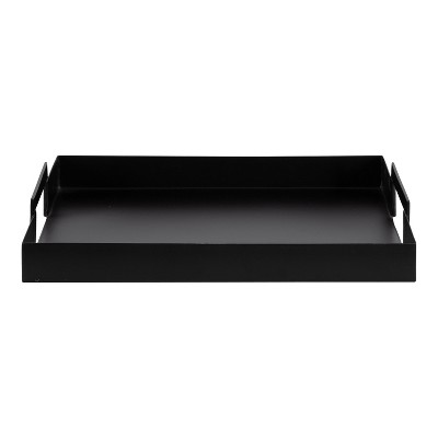 Sleek Black Metal Rectangular Serving Tray with Handles