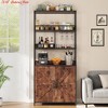 70.8" Bakers Rack Tall Bar Cabinet ,with Wine Cabinet, Bar Cabinet, Goblet 5-Layer Microwave Rack w/Protective Net - 2 of 4